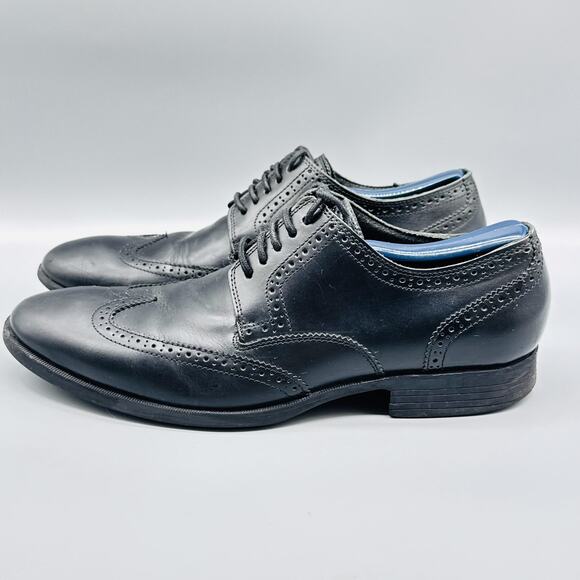 Cole Haan Shoes Men 9 Black Leather Wingtip Oxford Brogue Lace Up Slip On Dress main image 7